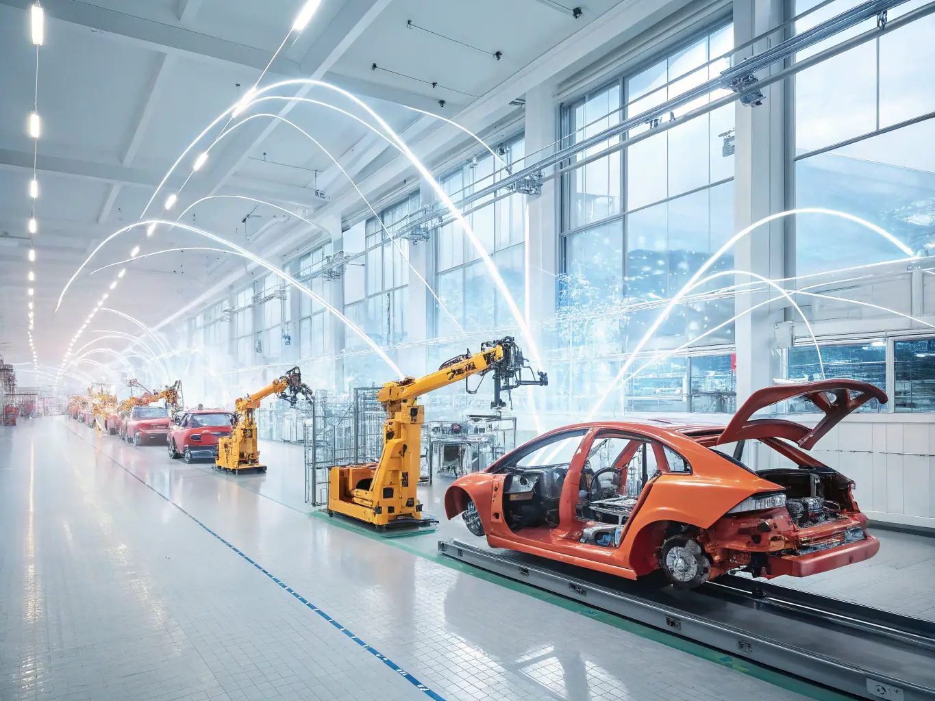 A digital rendering of interconnected data points and industrial machinery, representing the integration of digital solutions into operational processes.